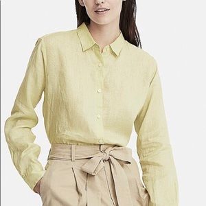 Uniqlo Linen Shirt Yellow